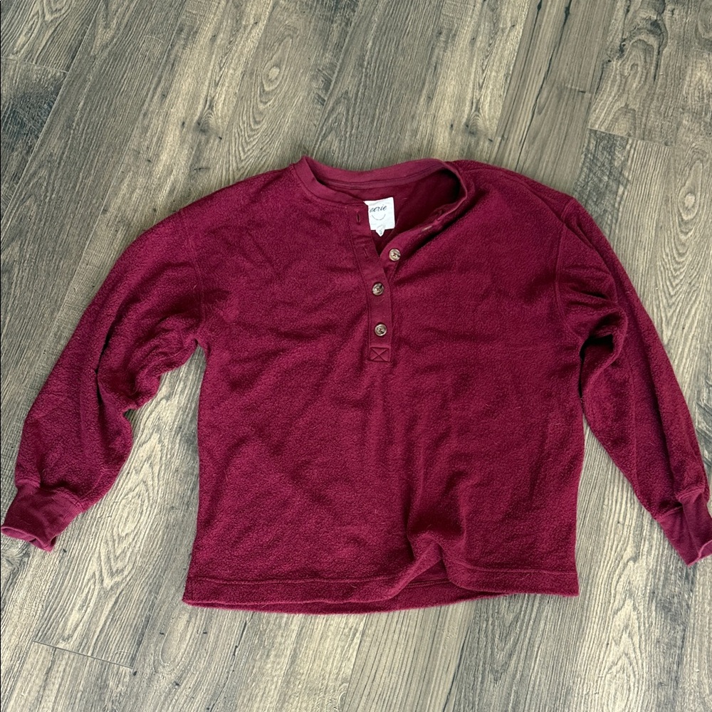 Aerie Fleece Maroon Lounge Top